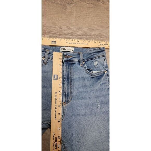 Zara Women's Distressed Denim Blue Jeans Size 6 - Picture 6 of 16